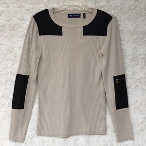 EUC  525 America Beige Pullover w/ Sleeve Patches